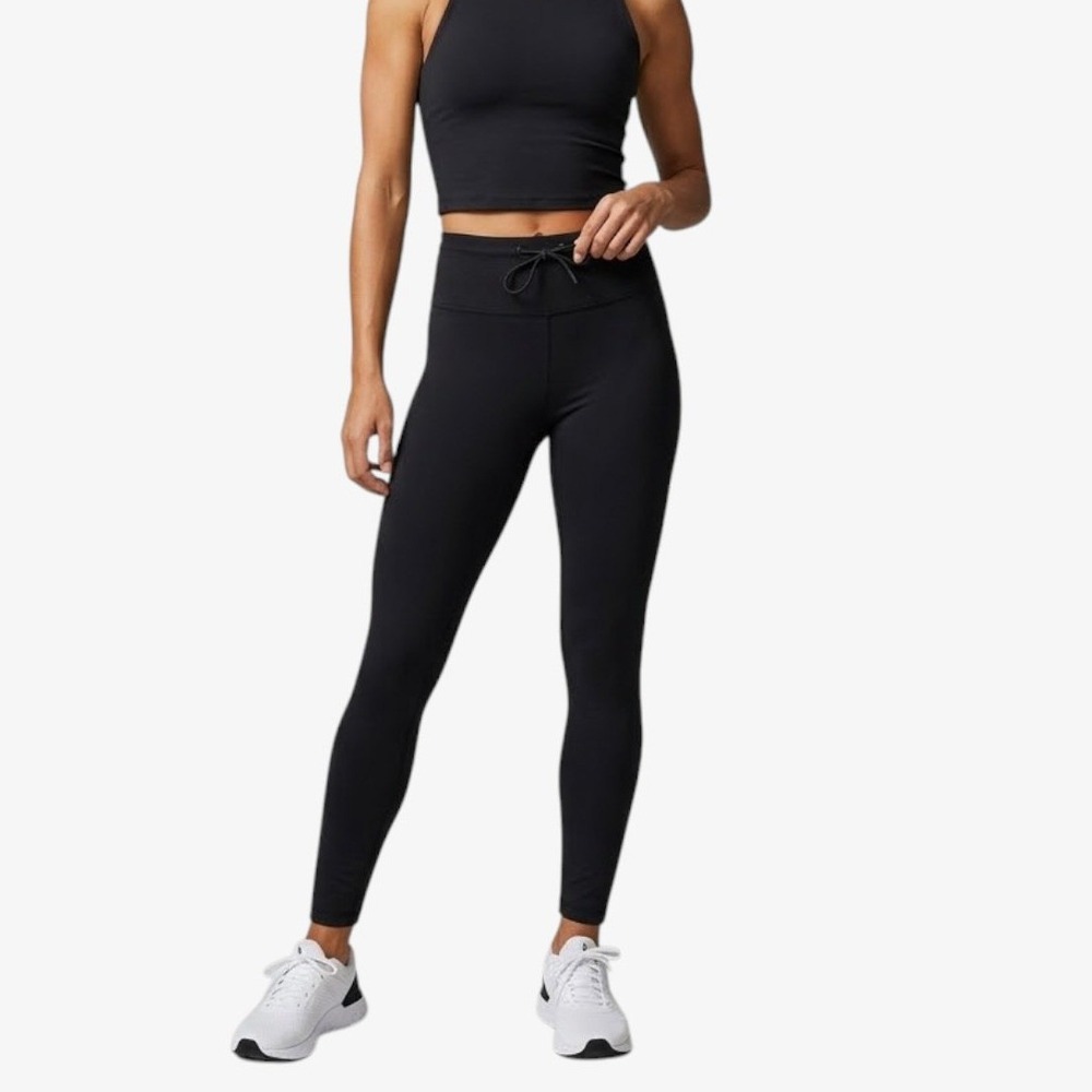 Adam Selman Sport Leggings Ribbed Drawstring Black Women XS